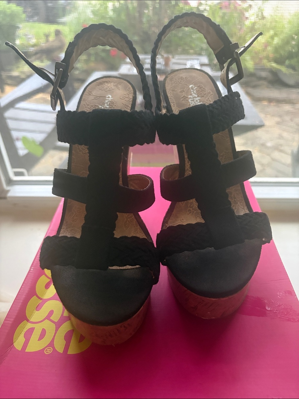 Charlotte Russe size 9 Black Braided Platform Sandals by Unknown Brand